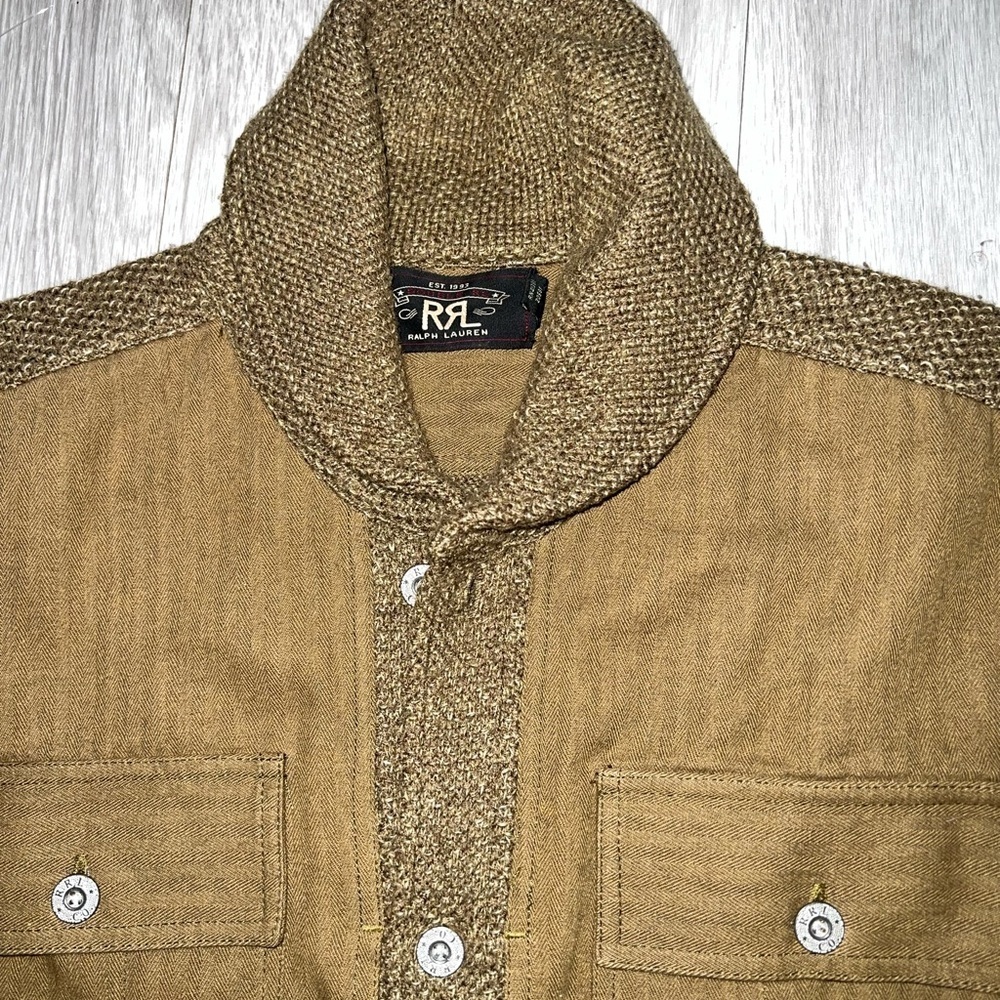 RRL MENS S double Ralph Lauren Wool-Linen Workshirt Sweater - Picture 2 of 7